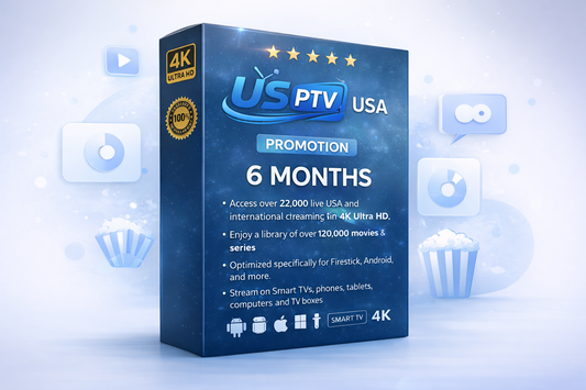 6-Month IPTV USA Subscription – Stream 4K Live TV, Sports, & Movies All Year